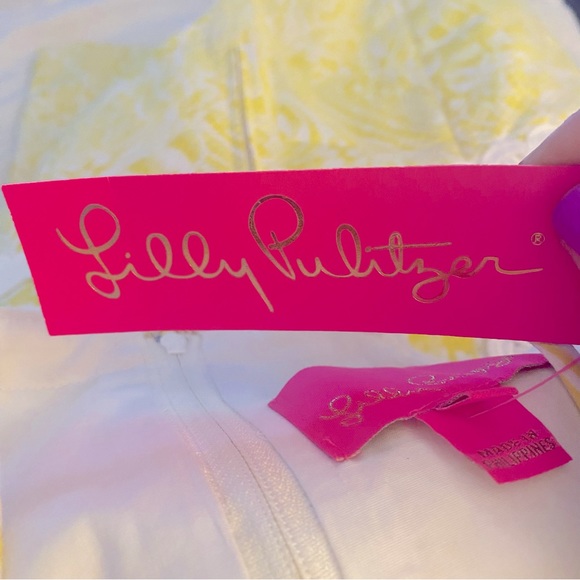 Lilly Pulitzer NWT Pearl Stretch Shift Dress Lemon Sea Cups Yellow Size 4 - Picture 9 of 9